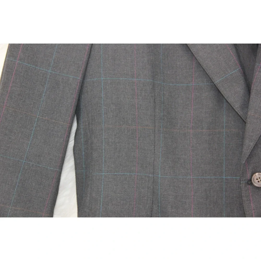 Polo University Club Blazer 40R Gray Windowpane Ralph Lauren Logo USA Sport Coat